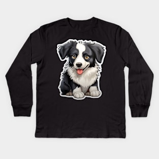 Cute Border Collie Dogs Funny Border Collie Kids Long Sleeve T-Shirt